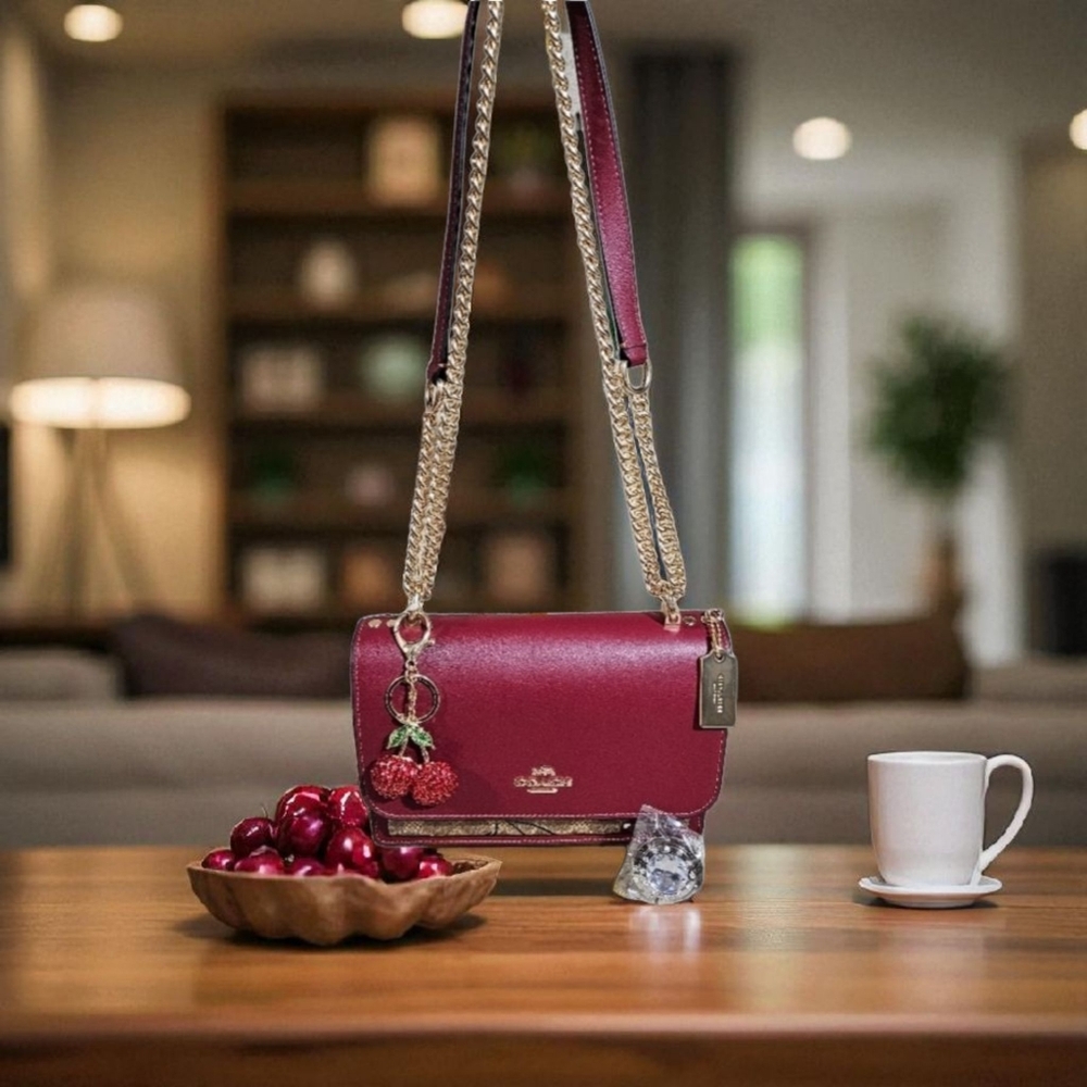 Coach NWTS Signature Cherry Klare Red and Gold Crossbody Bag - Picture 2 of 16